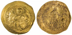 BYZANTINE EMPIRE: Constantine IX, 1042-1055, AV histamenon nomisma (4.36g), Constantinople, S-1829, scyphated planchet, Christ enthroned facing, nimba...