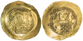 BYZANTINE EMPIRE: Michael VII Ducas, 1071-1078, AV histamenon trachy (4.36g), Constantinople, S-1868, scyphated planchet, bust of Christ facing, with ...