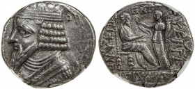 PARTHIAN KINGDOM: Gotarzes II, ca. 44-51 AD, AR tetradrachm, Seleukeia on the Tigris, diademed and draped bust of Gotarzes II left // King seated righ...