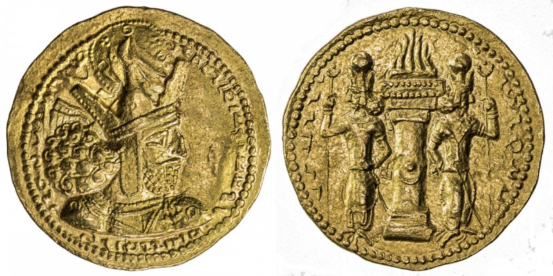 SASANIAN KINGDOM: Shapur I, 242-271, AV dinar (7.31g), G-21var, SNS type IIc/2b,...