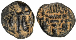 SASANIAN KINGDOM: Shapur I, 242-271, AE 13mm (1.20g), G-27, crowned bust right // fire altar, VF-EF.