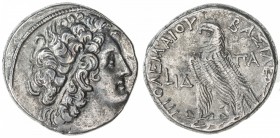 PTOLEMAIS: Ptolemy X, sole reign, 101-88 BC, AR tetradrachm (13.37g), Paphos, year 14, S-7940, diademed head // eagle on fulmen, bold VF.