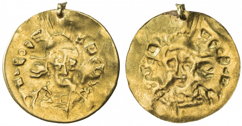 CENTRAL ASIA: ca. 6th-8th century, AV burial token (1.15g), uniface burial piece...