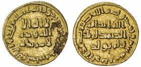 UMAYYAD: 'Abd al-Malik, 685-705, AV dinar (4.21g), NM (Dimashq), AH82, A-125, VF.