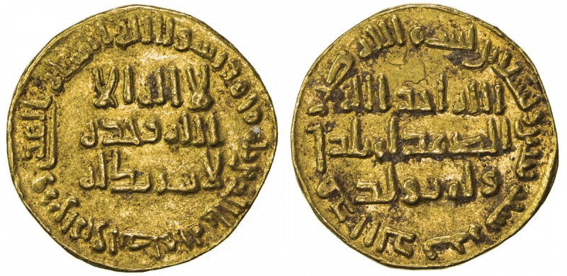 UMAYYAD: al-Walid I, 705-715, AV dinar (4.24g), NM (Dimashq), AH92, A-127, EF.