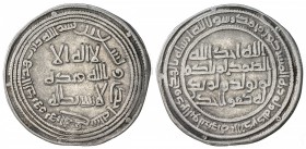 UMAYYAD: al-Walid I, 705-715, AR dirham (2.77g), Herat, AH91, A-128, Klat-654b, VF.