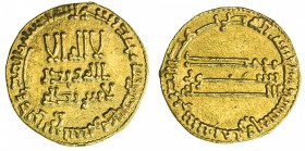 ABBASID: al-Mansur, 754-775, AV dinar (4.22g), NM, AH158, A-212, lovely strike, EF.