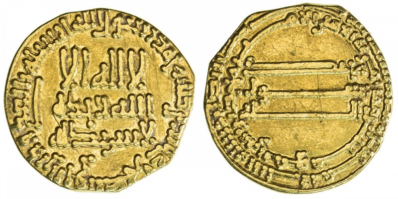 ABBASID: al-Rashid, 786-809, AV dinar (3.88g), NM (Madinat al-Salam), AH186, A-2...