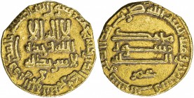 ABBASID: al-Rashid, 786-809, AV dinar (3.98g), NM (Egypt), AH173, A-218.8, citing the governor 'Umar, slightly clipped, EF.