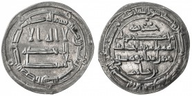ABBASID: al-Rashid, 786-809, AR dirham (2.70g), Arran, AH187, A-219.7, Vardanyan-136, citing the governor Khuzayma b. Khazim, EF.
