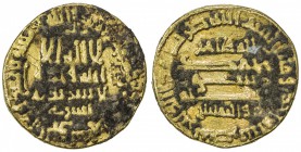 ABBASID: al-Ma'mun, 810-833, AV dinar (4.36g), Misr, AH201, A-222.7, citing al-Sari on obverse, Tahir & Dhu'l-Ri'asatayn on reverse, some adhesions (r...
