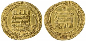 ABBASID: al-Qahir, 932-934, AV dinar (4.33g), Tustar min al-Ahwaz, AH321, A-250.1, some minor double-striking on reverse, VF-EF.