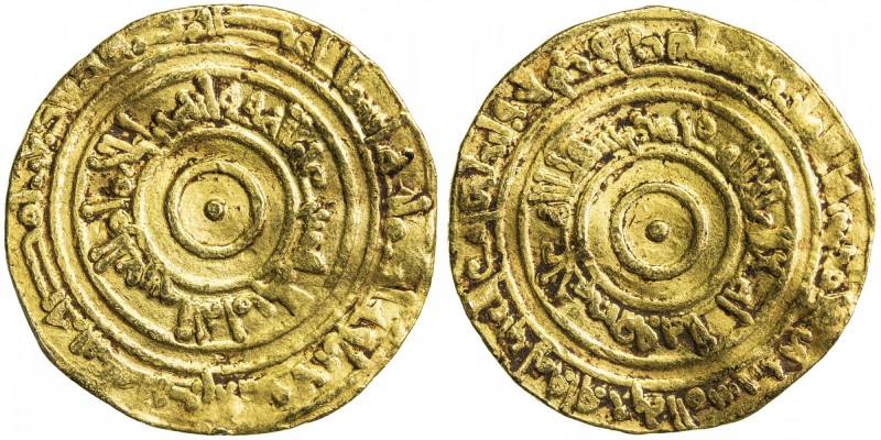 FATIMID: al-'Aziz, 975-996, AV dinar (4.14g), Misr, AH371, A-703, Nicol-706, lig...