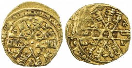 FATIMID: al-Mustansir, 1036-1094, AV ¼ dinar (1.00g), Siqilliya (Palermo), AH4xx, A-722, stellate type, VF.