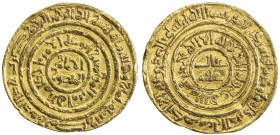 FATIMID: al-Âmir al-Mansur, 1101-1130, AV dinar (4.19g), Misr, AH508, A-729, bold VF.