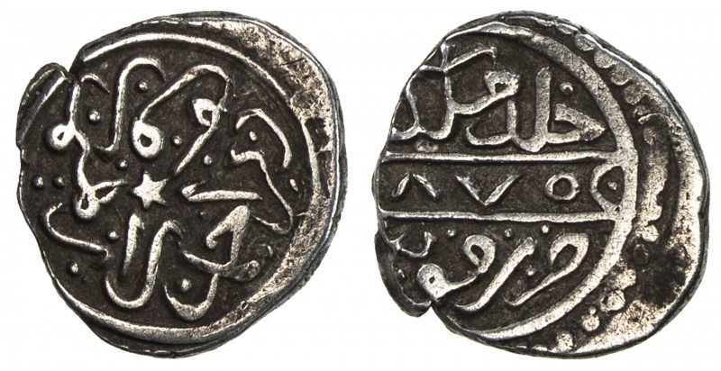 KARAMANID: Pir Ahmad, 1464-1466, AR akçe (0.84g), Konya, AH870, A-1277, the zero...
