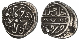 KARAMANID: Pir Ahmad, 1464-1466, AR akçe (0.84g), Konya, AH870, A-1277, the zero of the date as an annulet, lovely VF.