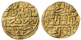 OTTOMAN EMPIRE: Murad III, 1574-1595, AV sultani (3.47g), Misr, AH982, A-1332.1, very slightly bent, VF-EF.