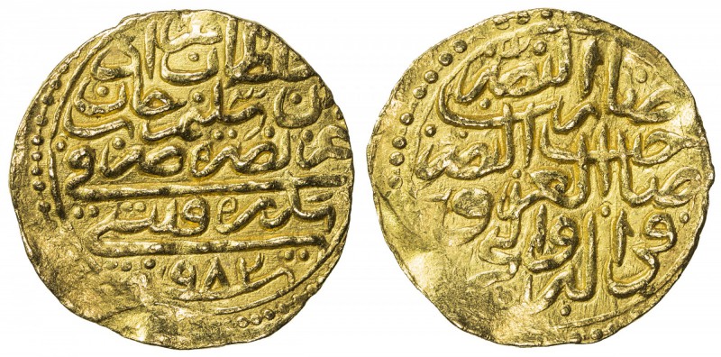 OTTOMAN EMPIRE: Murad III, 1574-1595, AV sultani (3.53g), Sidrekapsi, AH982, A-1...