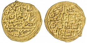 OTTOMAN EMPIRE: Mehmet III, 1595-1603, AV sultani (3.44g), Misr, AH1003, A-1340.2, nice strike, EF.