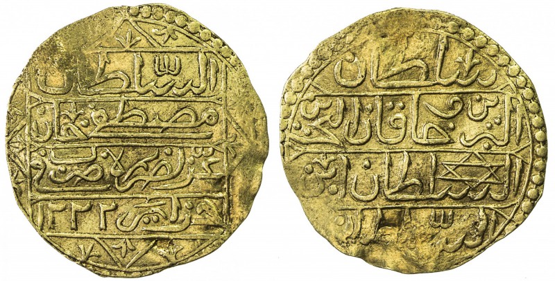 ALGIERS: Mustafa IV, 1807-1808, AV sultani (3.19g), Jaza'ir, AH1222, KM-57, UBK-...
