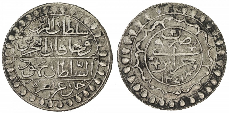 ALGIERS: Mahmud II, 1808-1839, AR 2 budju (19.10g), Jaza'ir, AH1241, KM-75, bold...