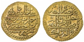 EGYPT: Ali Bey, 1769-1771, AV zeri mahbub (2.59g), Misr, AH1171/83, KM-119, in the name of Mustafa III, with the rebel indicated by 'ayn alif atop the...