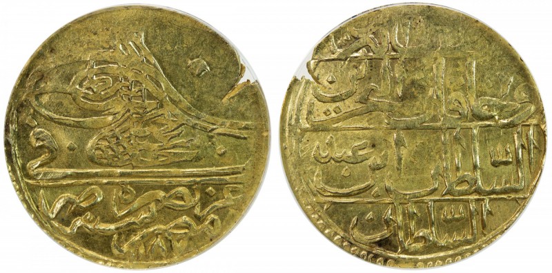 EGYPT: Abdul Hamid I, 1774-1789, AV zeri mahbub, Misr, AH1187, KM-126, initial #...