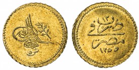 EGYPT: Abdul Mejid, 1839-1861, AV 5 qirsh (0.42g), Misr, AH1255 year 13, KM-230, lustrous UNC.