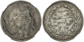 TUNIS: Abdul Mejid, 1839-1861, AR 5 piastres, Tunis, AH1267, KM-108, surface hairlines, NGC graded AU details.