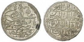 TURKEY: Ahmad III, 1703-1730, AR 10 para (onluk) (6.47g), Kostantiniye, AH1115, KM-147, initial #14 & #6 (both on reverse), rare subtype, minor stain,...