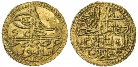 TURKEY: Selim III, 1789-1807, AV zeri mahbub (2.39g), Islambul, 1203 year 13, KM-523, UNC.