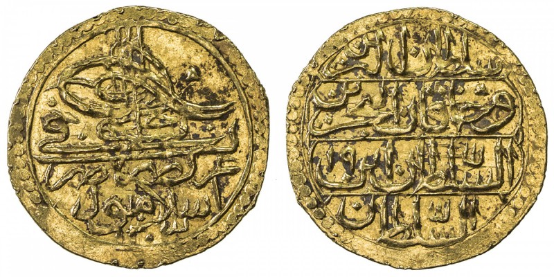 TURKEY: Selim III, 1789-1807, AV zeri mahbub (2.37g), Islambul, 1203 year 19, KM...