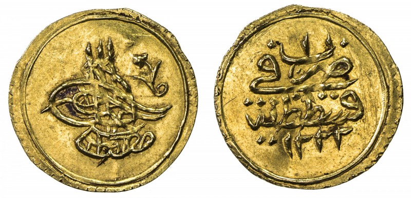 TURKEY: Mustafa IV, 1807-1808, AV ¼ altin (0.79g), Kostantiniye, AH1222 year 1, ...