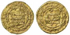 SAFFARID: Ahmad b. Qudam, 918-923, AV dinar (4.32g), Zaranj, AH307, A-A1409, Bernardi-257Of, standard design, with the names of the Abbasid caliph al-...