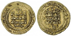 GHAZNAVID: Mahmud, 999-1030, AV dinar (4.83g), Ghazna, AH419, A-1607, minor weakness, VF.