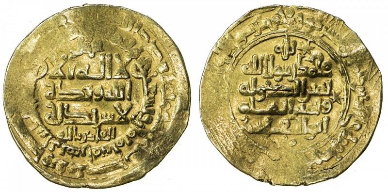GHAZNAVID: Mahmud, 999-1030, AV dinar (4.24g), Herat, AH398, A-1607, F-VF.