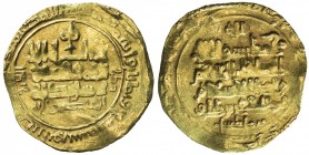 GREAT SELJUQ: Barkiyaruq, 1093-1105, AV dinar (3.40g), Nishapur, AH489, A-1682.1, caliph al-Mustazhir, without reference to Sanjar, VF, R. In the foll...