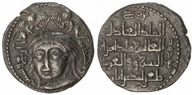 ZANGIDS OF AL-MAWSIL: Mawdud, 1149-1169, AE dirham (11.59g), NM, AH664, A-1858, SS-59, facing bust with two angels above, without overlord, superb str...