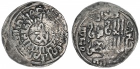 GREAT MONGOLS: Far Eastern series, ca. 1270s, AR dirham (1.84g), Khotan, ND, A-N1979, Tibetan mam in center, surrounded by two undeciphered Arabic mar...