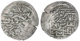 ILKHAN: Abaqa, 1265-1282, AR dirham (2.44g), [Tiflis], DM, A-2130, Georgian issue, standing Uighur obverse, Christian religious text reverse, cross at...