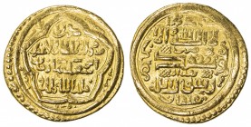 ILKHAN: Abu Sa'id, 1316-1335, AV dinar (8.56g), Baghdad, AH723, A-2202, type D, VF.