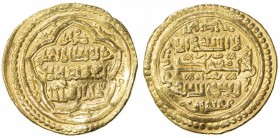 ILKHAN: Abu Sa'id, 1316-1335, AV dinar (8.59g), Baghdad, AH724, A-2202, type D, somewhat bent, VF-EF.