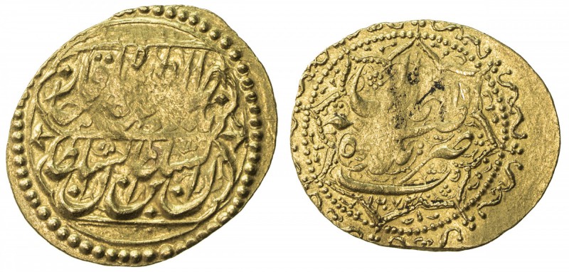 QAJAR: Nasir al-Din Shah, 1848-1896, AV toman (3.46g), Hamadan, AH1273, A-2921, ...