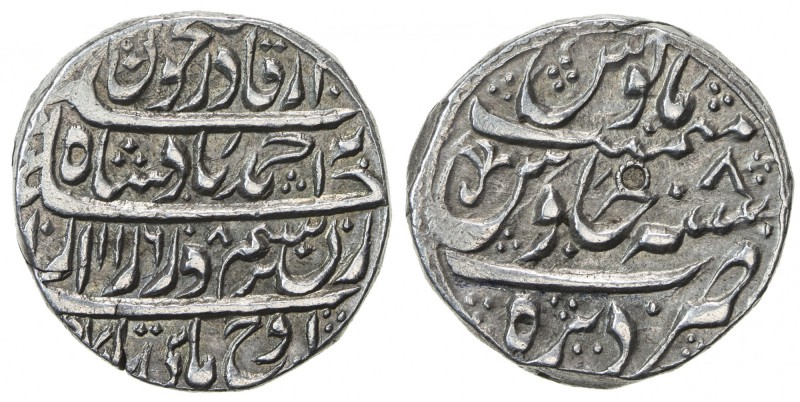 DURRANI: Ahmad Shah, 1747-1772, AR rupee (11.34g), Dera, AH1168 year 8, A-3092, ...