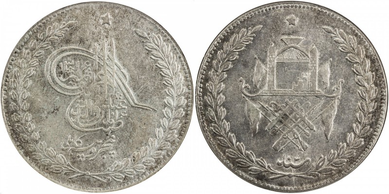 AFGHANISTAN: Abdurrahman, 1880-1901, AR 5 rupees, Kabul, AH1316, KM-826, bold st...