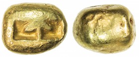 BRUNEI: Anonymous, ca. 10th century, AV 4 masa (= 80 ratti) (9.90g), globular ingot with a single punch bearing a crescent and point, EF, RRR, ex Howa...