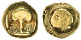 BRUNEI: Anonymous, ca. 10th century, AV kupang (= 5 ratti) (0.68g), globular ingot with a single punch bearing a crescent and point, EF, RR, ex Howard...