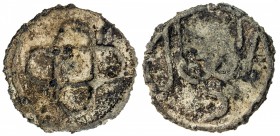 BRUNEI: Anonymous, 18th-19th century, small tin pitis (0.95g), SS-27A, linked quatrefoil, dot in center // single word al-'adil with the "d" below, su...
