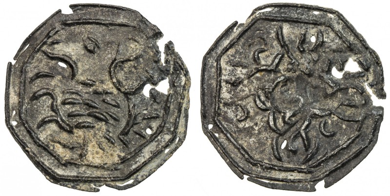 BRUNEI: Anonymous, 18th-19th century, anepigraphic tin pitis (2.81g), SS-—, unce...